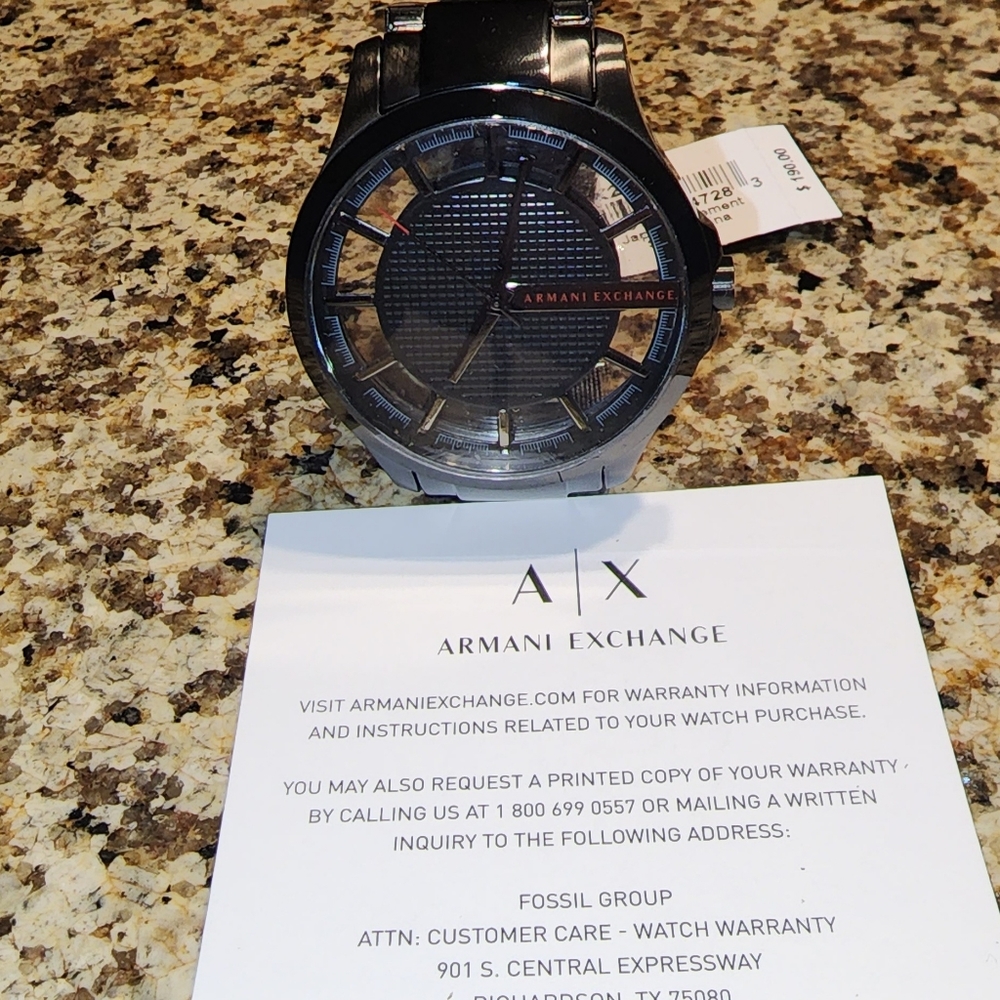 COPY - ARMANI EXCHANGE THREE-HAND BLACK STAINLESS STEEL WATCH
